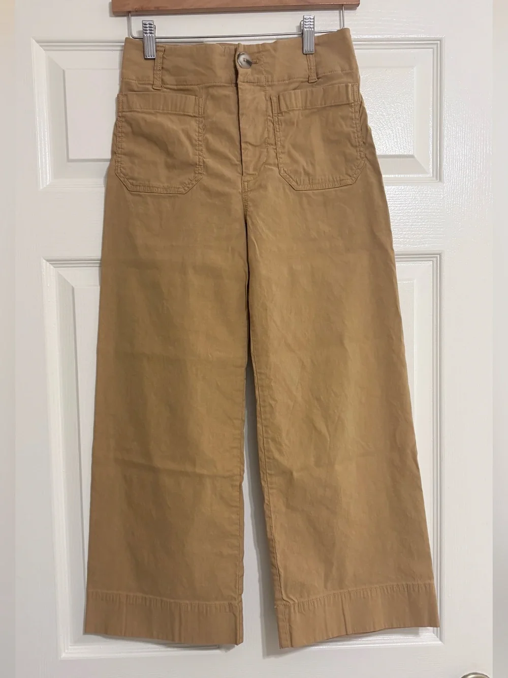 Anthropologie Maeve Collette Linen Cotton Blend Cropped Collette Pant 26P Camel - Picture 3 of 6